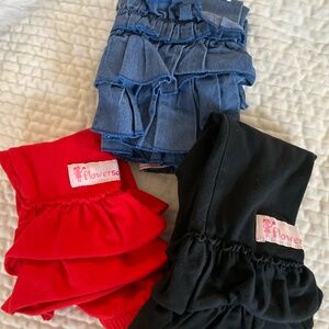 3 PAIRS OF GIRLS RUFFLE LEG PANTS SIZE 18 MONTHS/2T